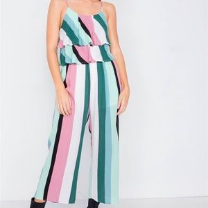 Layered Flounce Cami Strap Flare Leg Jumpsuit